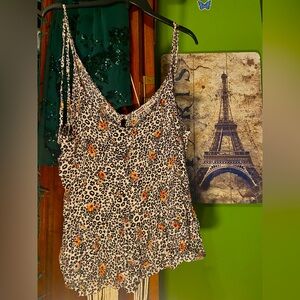 Leopard Print Spaghetti Strap Top